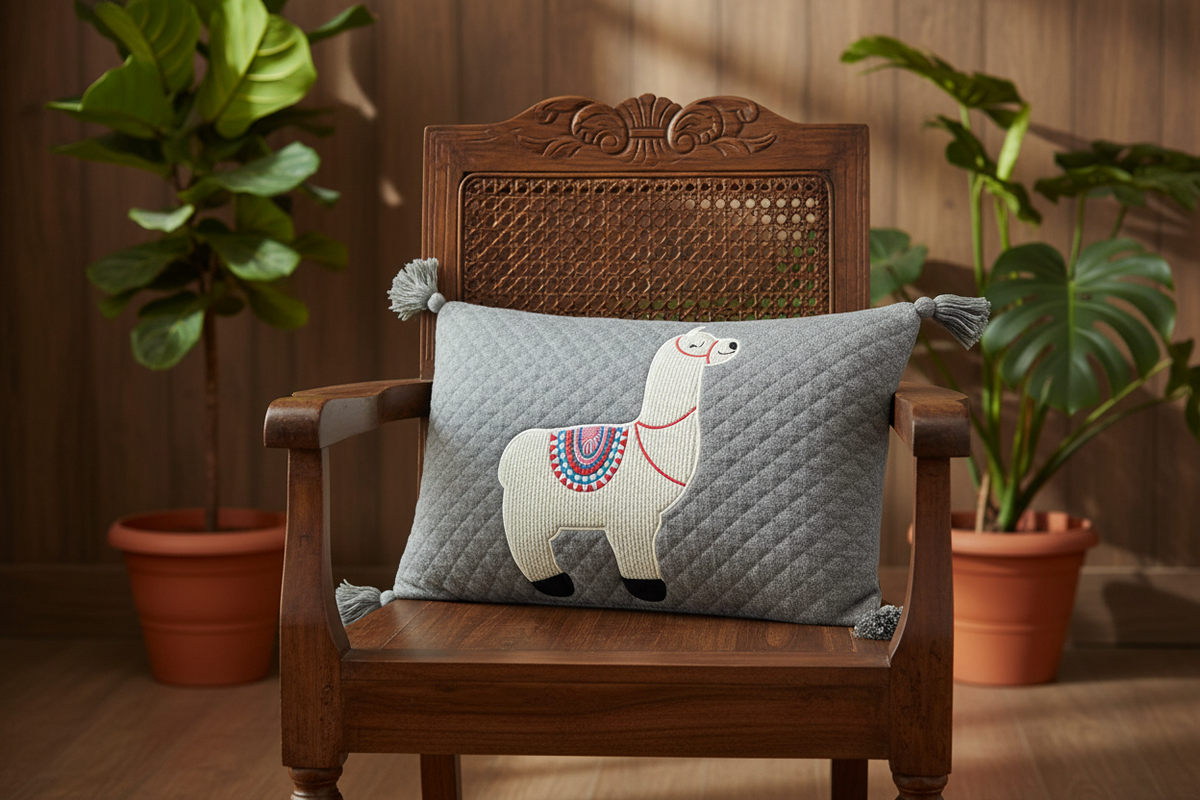 Pomme Quilted Llama Cushion Cover