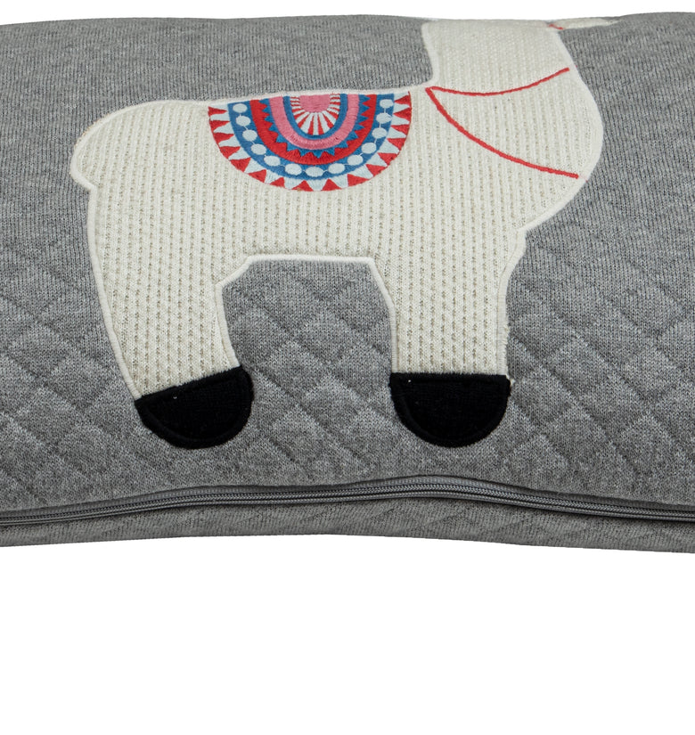 Kids Cushion Cover With Cute Quilt Lama Pattern