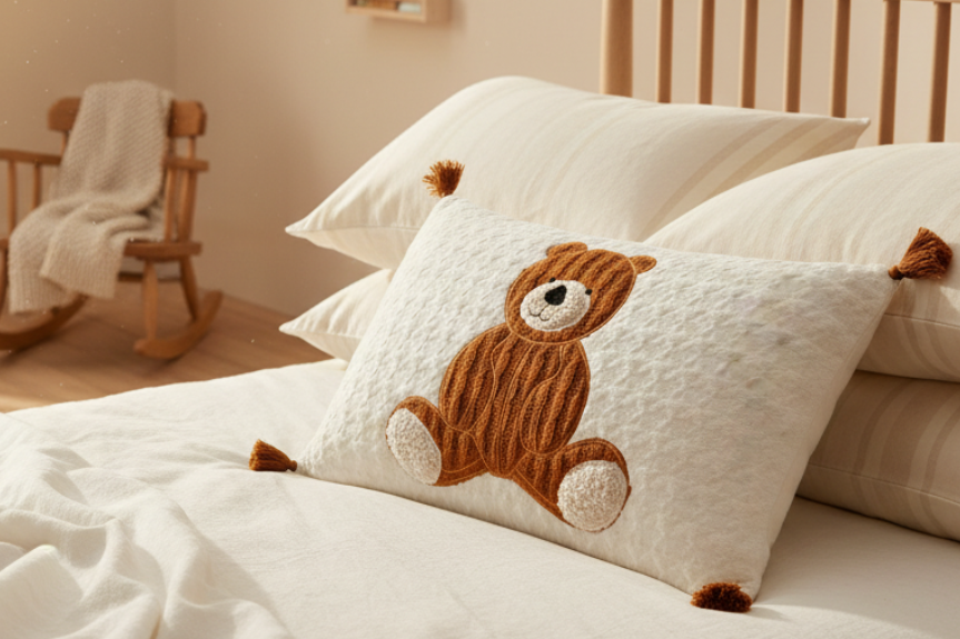 Pomme Quilted Bear Cushion Cover