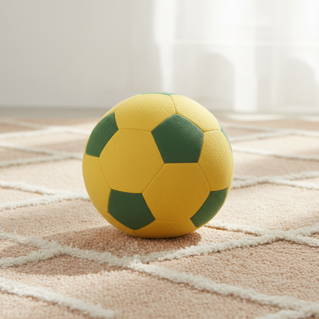 Pomme Knitted Soccer Soft Stuffed Ball (Yellow & Green)