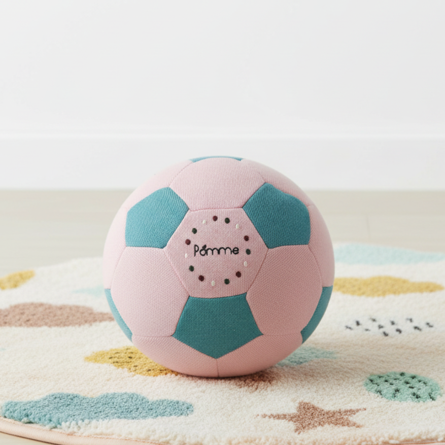 Pomme Knitted Soccer Soft Stuffed Ball ( Candy Pink & Baby Blue)