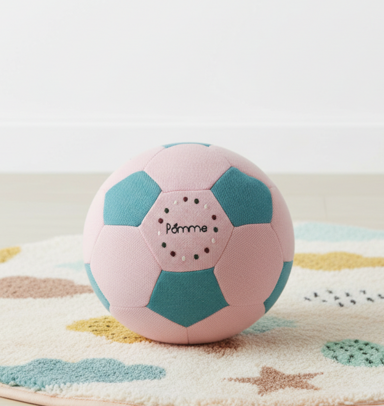 Pomme Knitted Soccer Soft Stuffed Ball ( Candy Pink & Baby Blue)