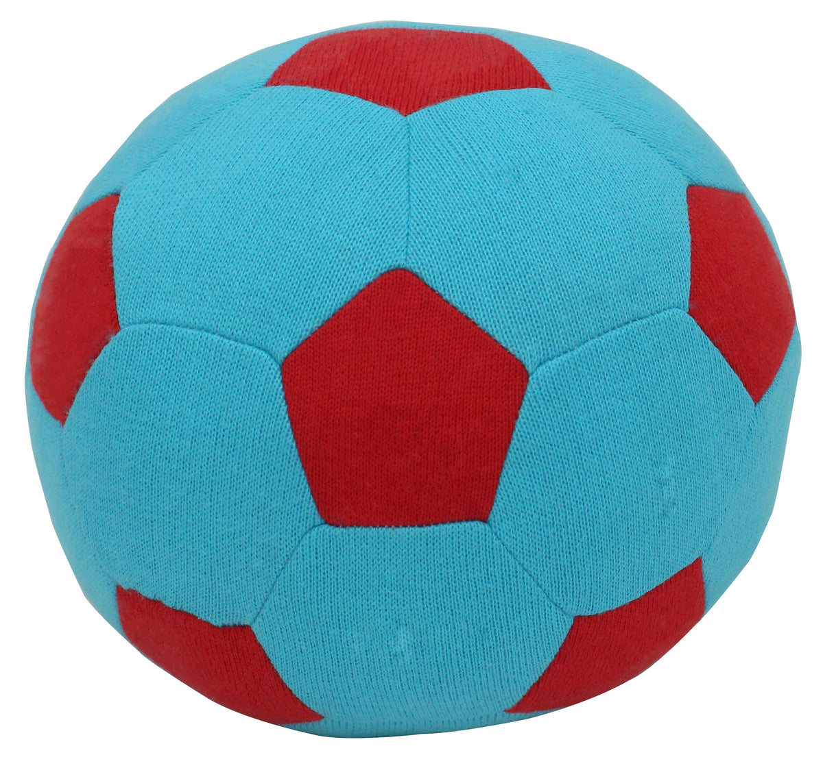 Pomme Knitted Soccer Soft Stuffed Ball (Norse Blue & Red)