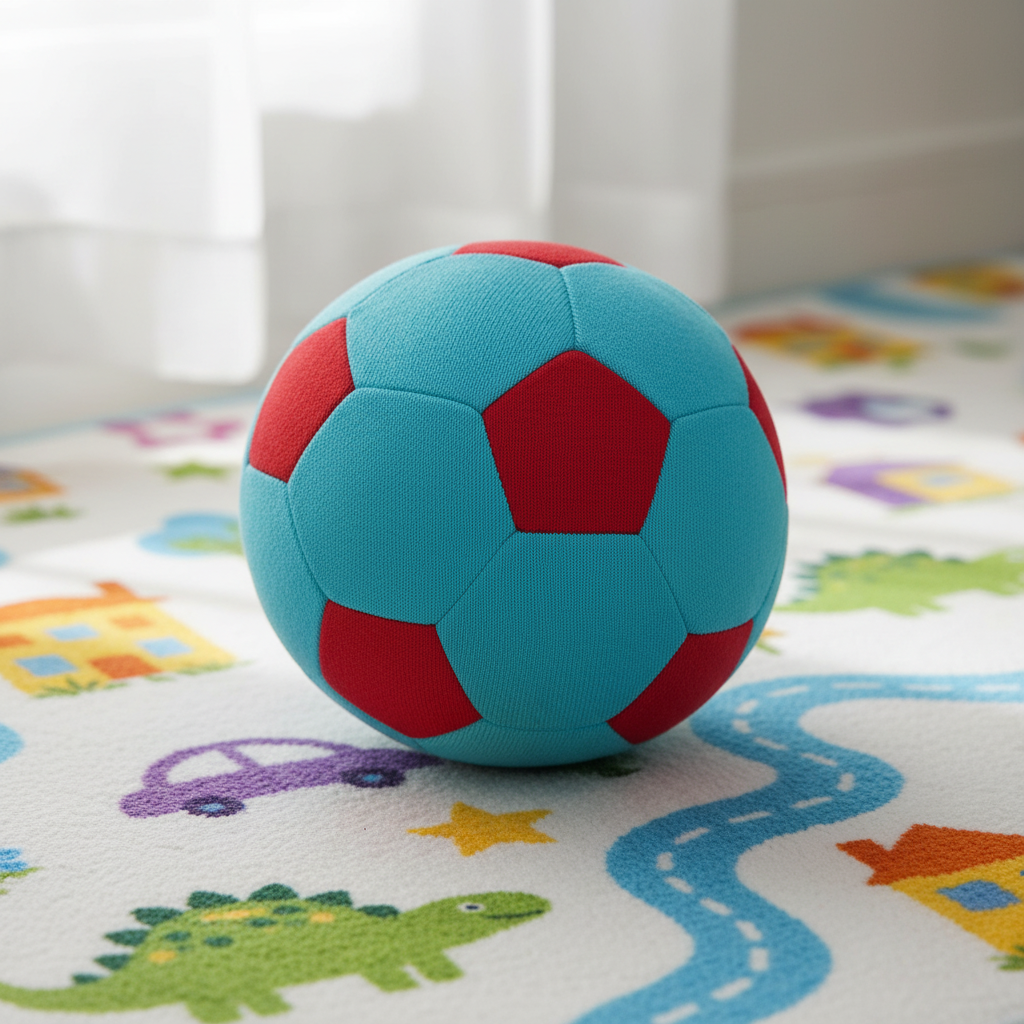 Pomme Knitted Soccer Soft Stuffed Ball (Norse Blue & Red)