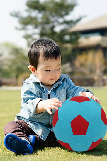 Knitted Ball Soft Toy Red Norse Blue