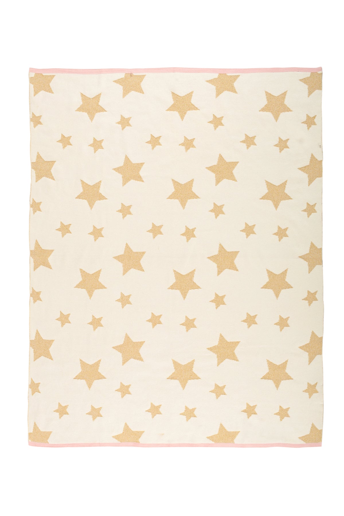 Pomme Cotton Knitted Gold Stars Reversible Baby Blanket (Ivory & Gold Lurex)