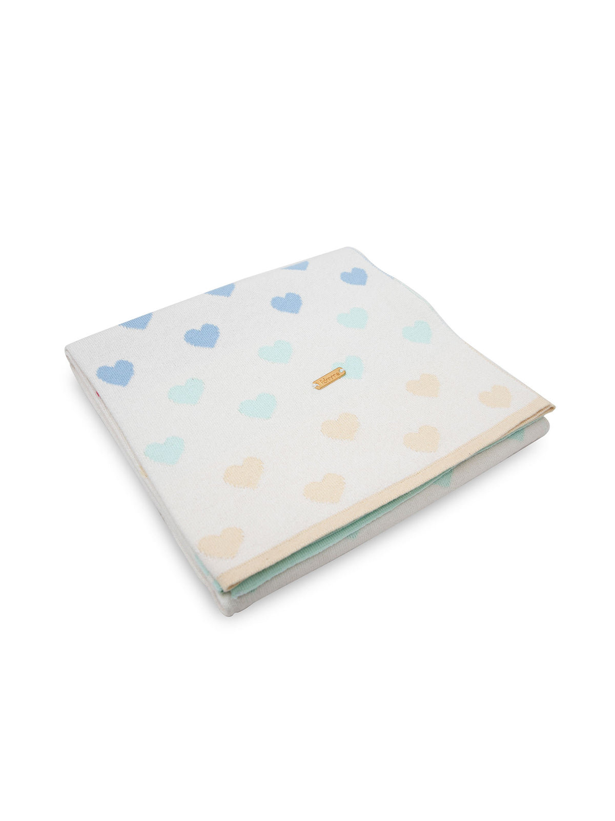 Pomme Cotton Knitted colorful Hearts Baby Blanket