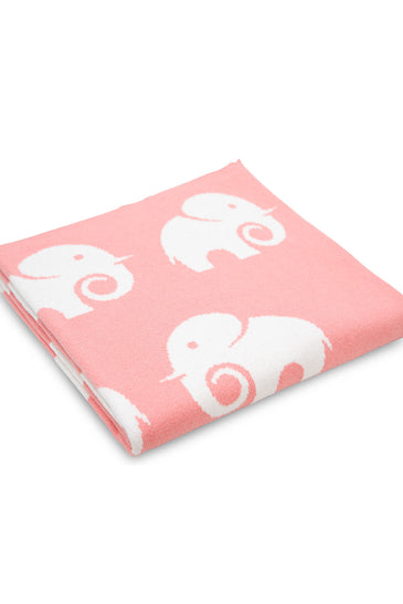 Elephant Pattern Knitted Baby Blanket