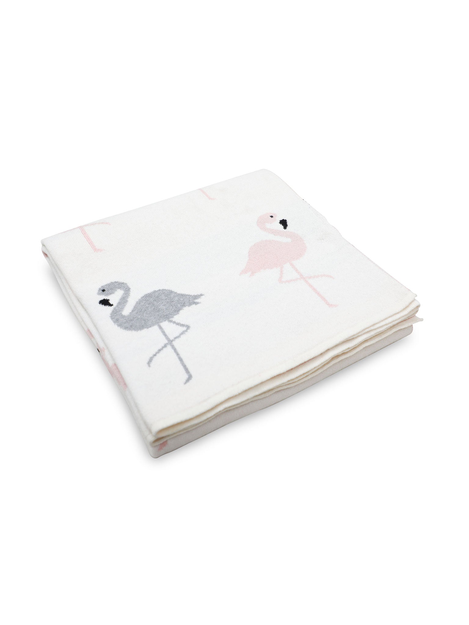 Flamingo Pattern Knitted Baby Blanket