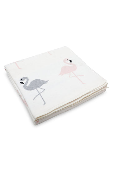 Flamingo Pattern Knitted Baby Blanket