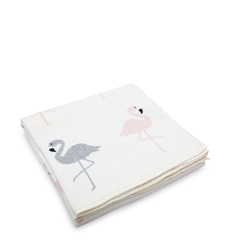 Flamingo Pattern Knitted Baby Blanket