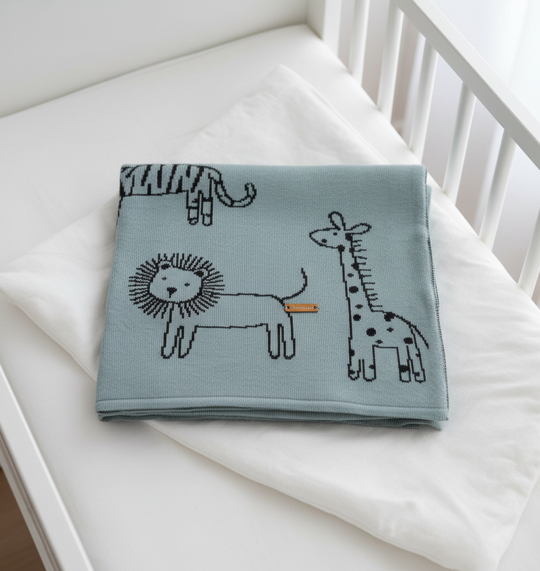 Jungle Safari Knitted Baby Blanket