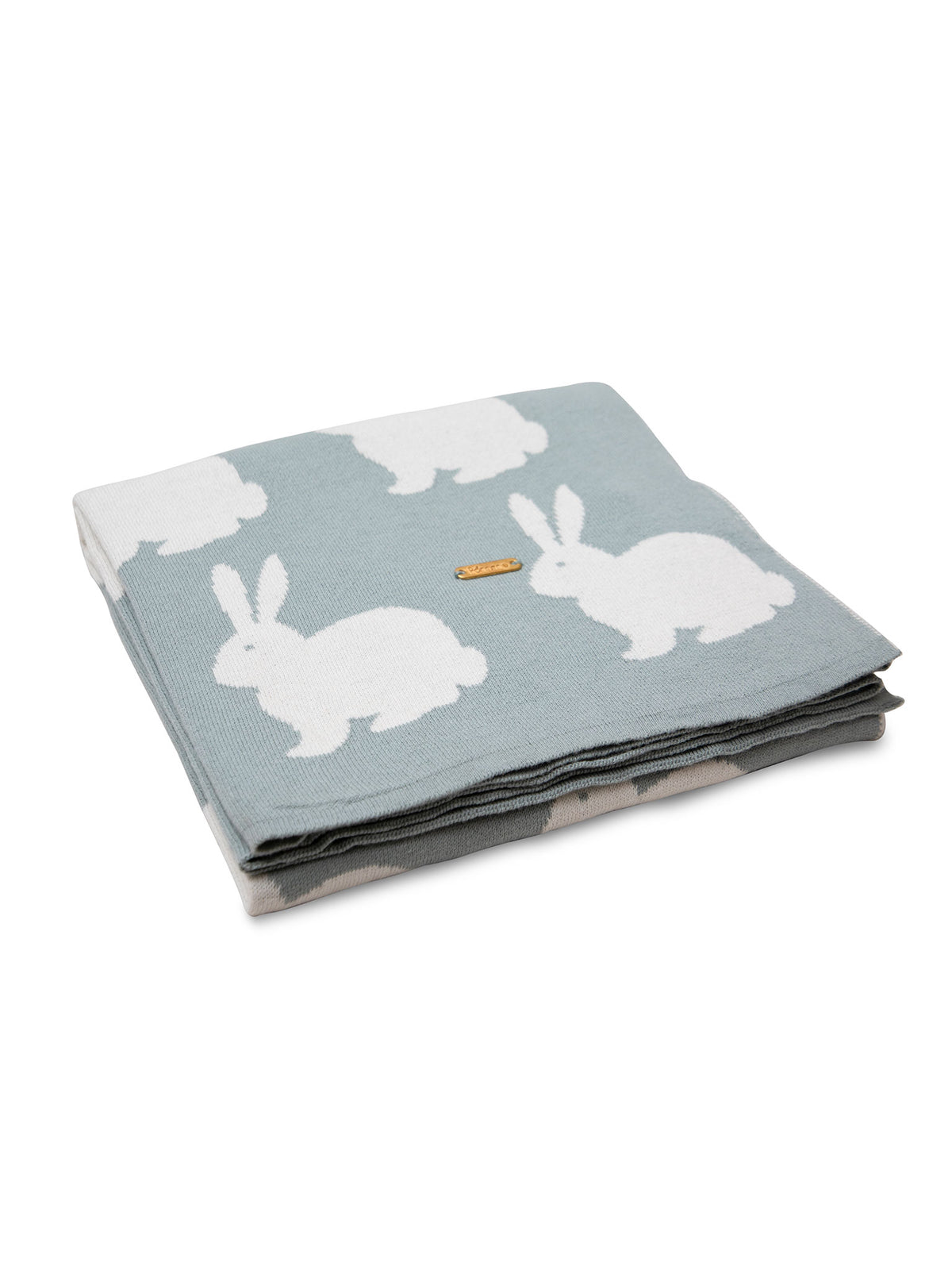 Pomme Cotton Knitted Rabbit Baby Bkanket (Grey & Ivory)