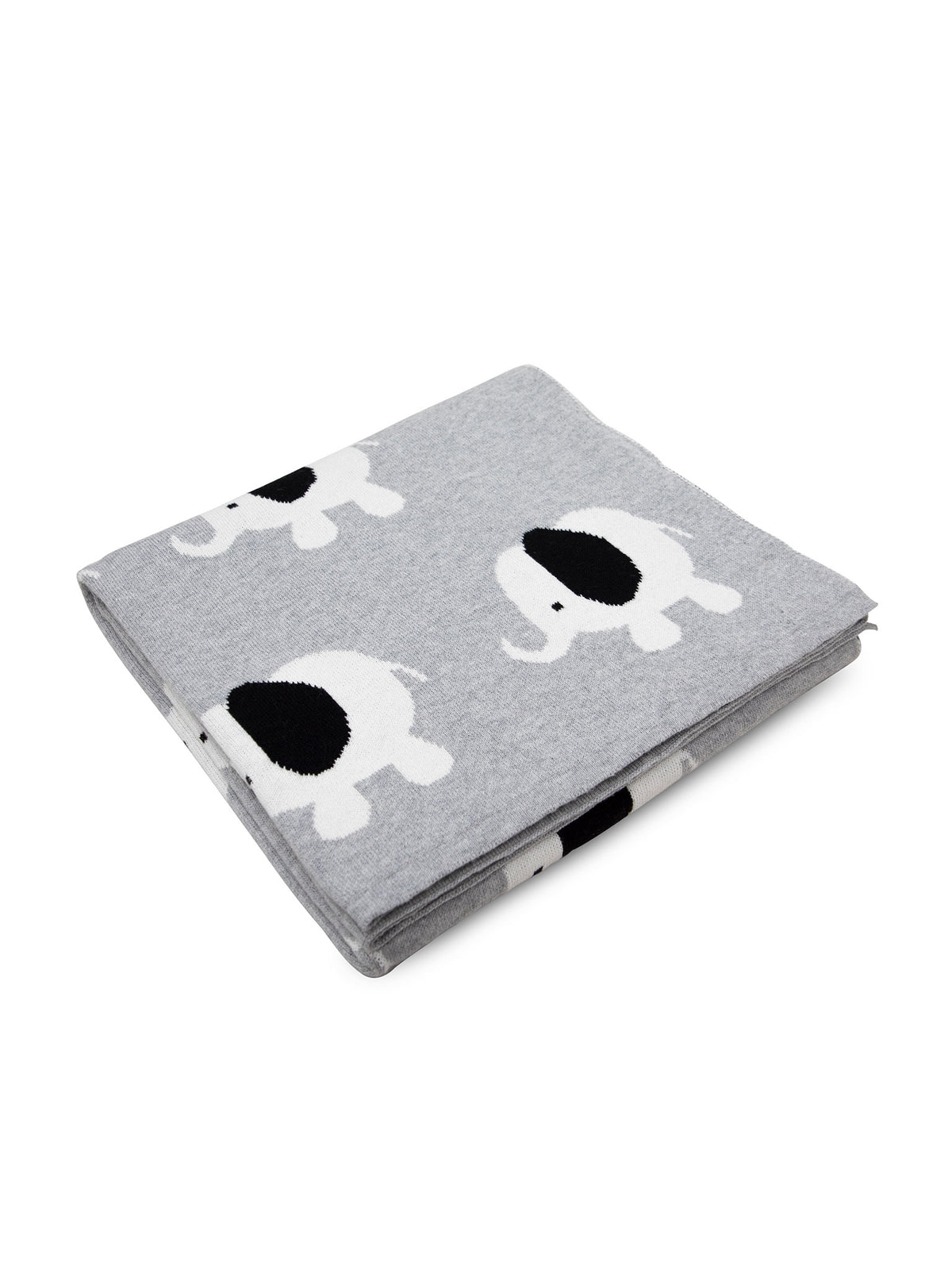 Pomme Cotton Knitted Baby Elephant Parade Baby Blanket (Grey & Ivory)