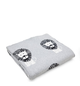 Gray Lion Knitted Baby Blanket