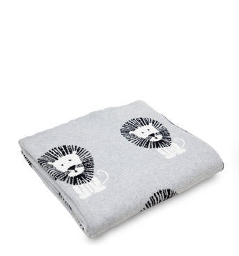 Gray Lion Knitted Baby Blanket