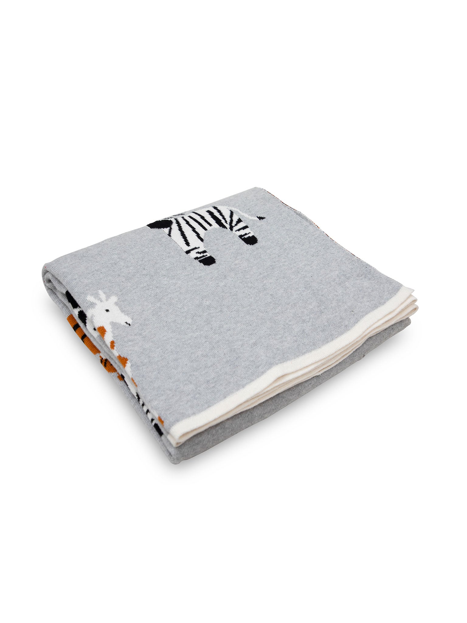 Animals Light Gray Knitted Baby Blanket