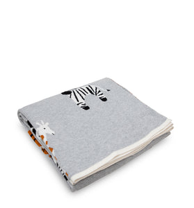 Animals Light Gray Knitted Baby Blanket