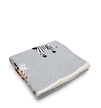 Animals Light Gray Knitted Baby Blanket