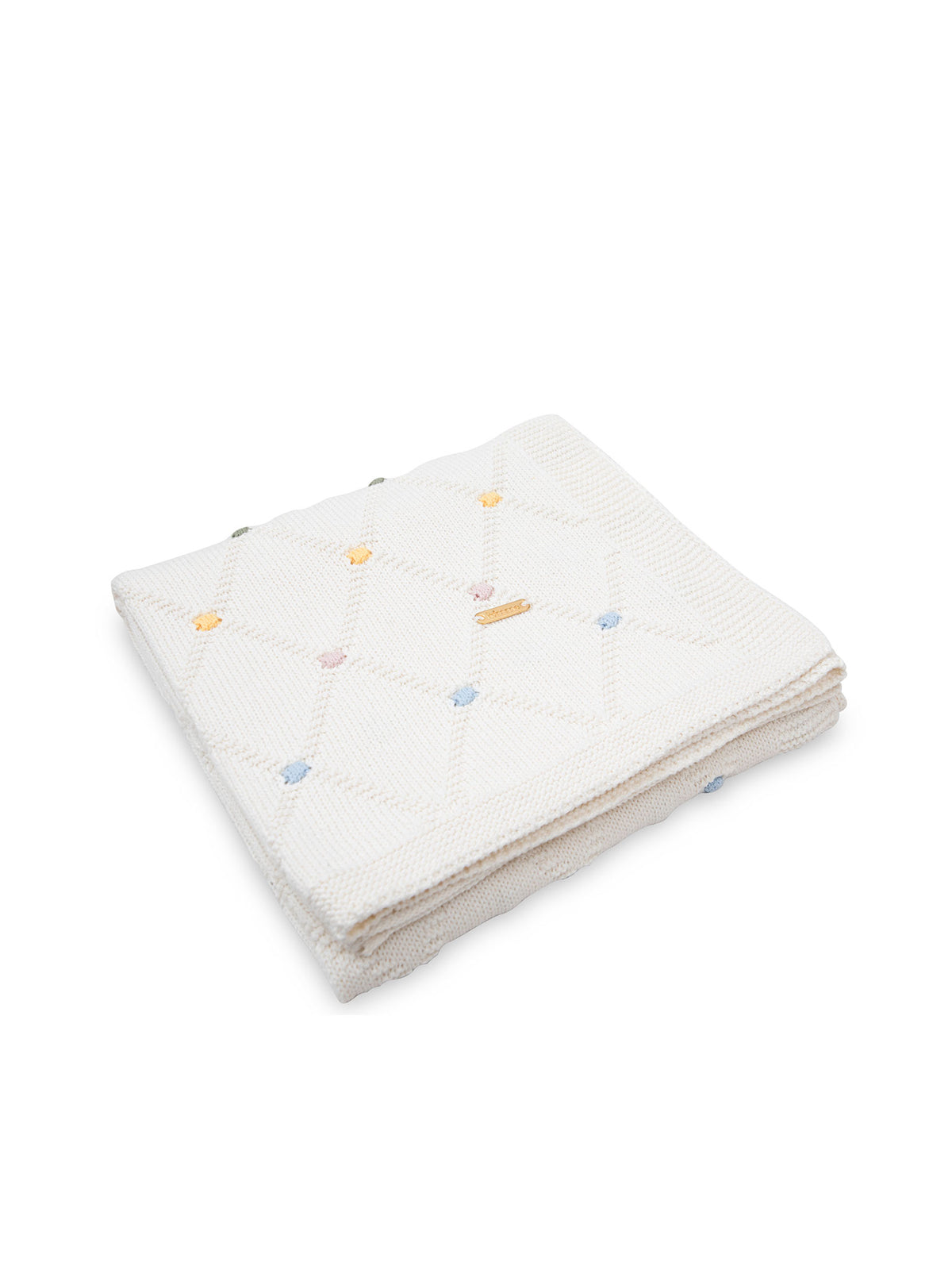 Pomme Cotton Knitted Confetti Diamond Baby Blanket (Ivory)