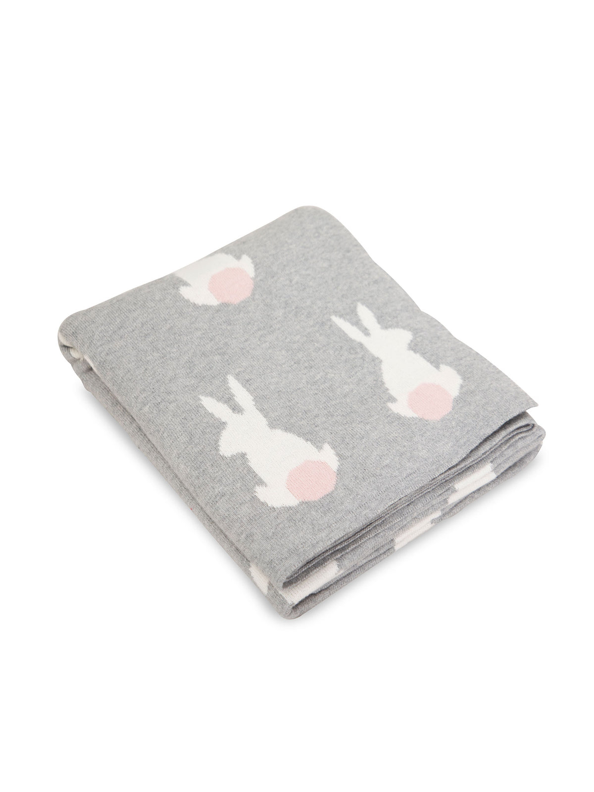 Pomme Cotton Knitted Cotton Tail Bunny Baby Blanket (Grey & Ivory)