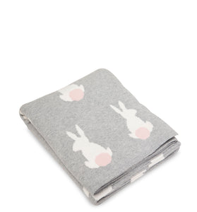 Gray Rabbit Knitted Baby Blanket