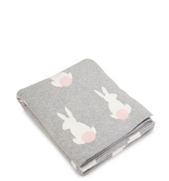 Gray Rabbit Knitted Baby Blanket