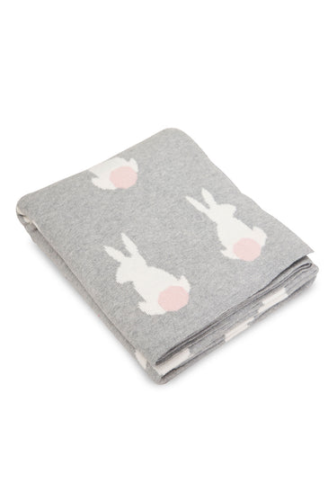 Gray Rabbit Knitted Baby Blanket