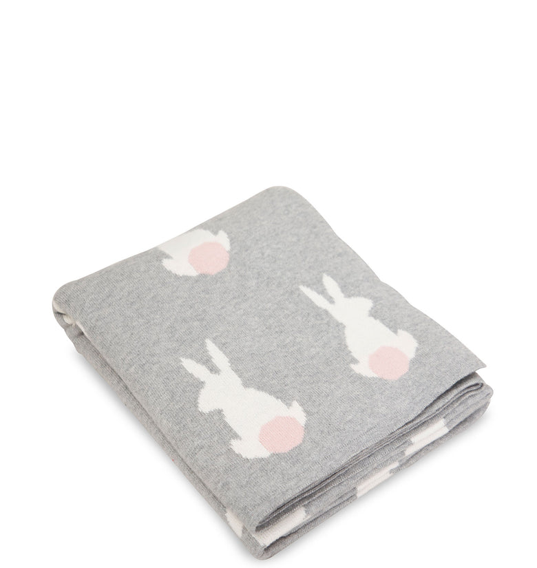 Gray Rabbit Knitted Baby Blanket