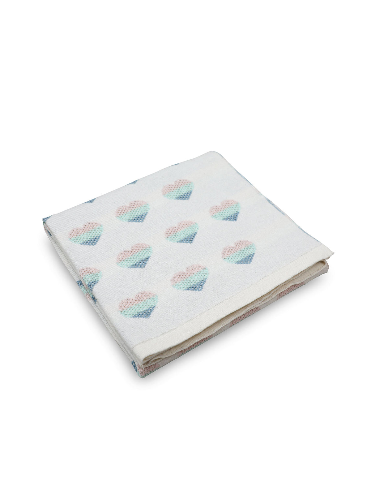 Pomme Cotton Knitted Tiny Sweetheart Baby Blanket (Ivory & Pastels)