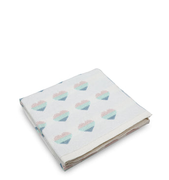 Light Gray Heart Pattern Knitted Baby Blanket