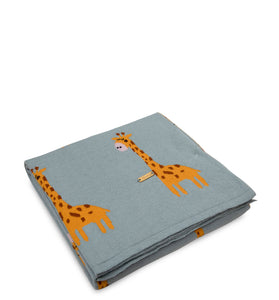 Gray Giraffe Pattern Knitted Baby Blanket