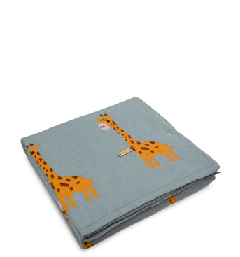 Gray Giraffe Pattern Knitted Baby Blanket