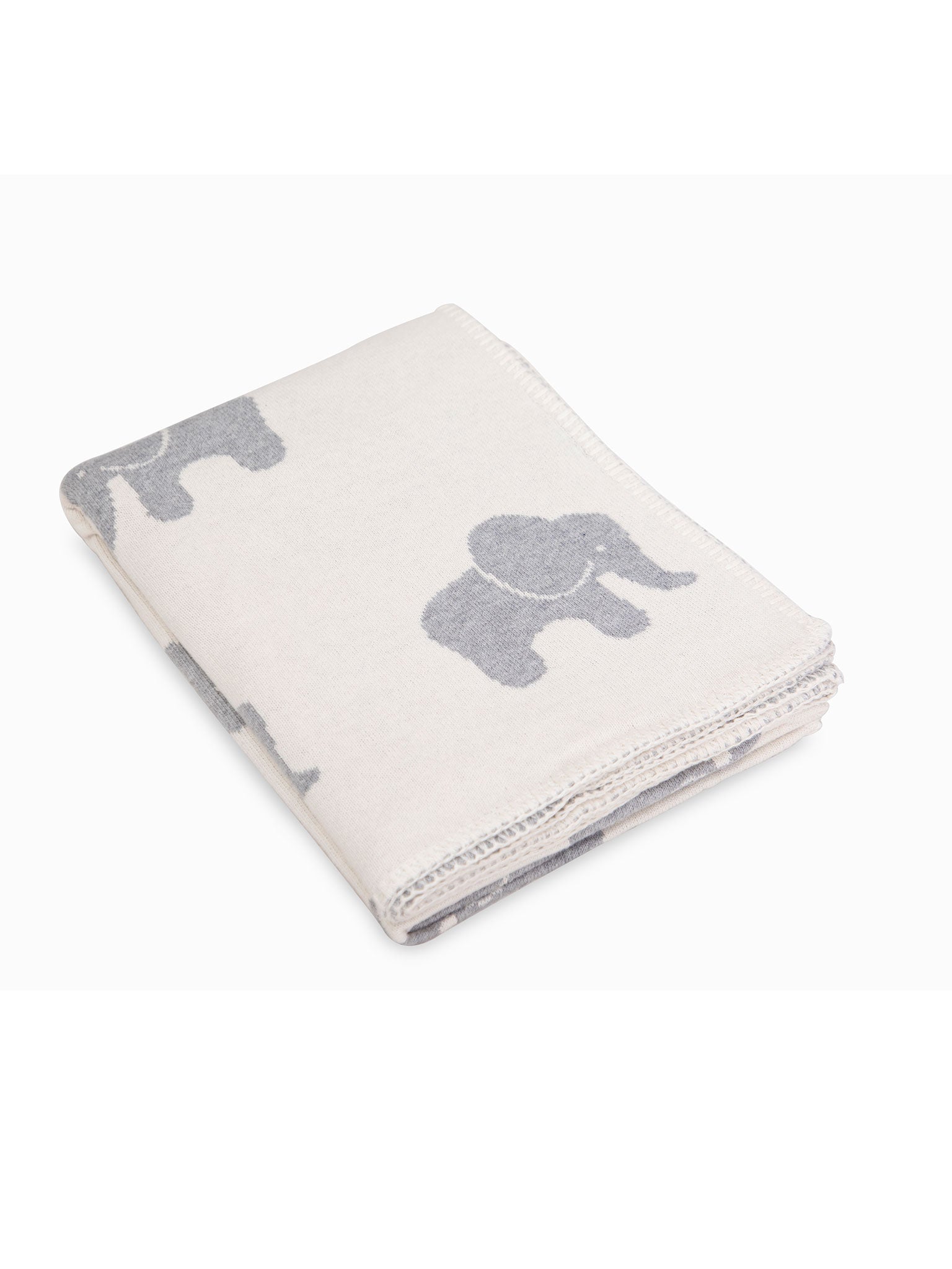 Off white Elephant Pattern Knitted Baby Blanket