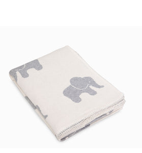 Off white Elephant Pattern Knitted Baby Blanket