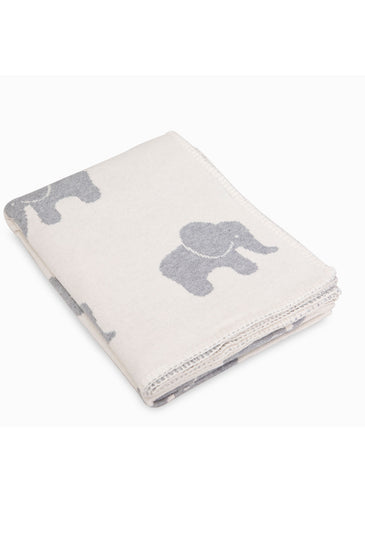 Off white Elephant Pattern Knitted Baby Blanket