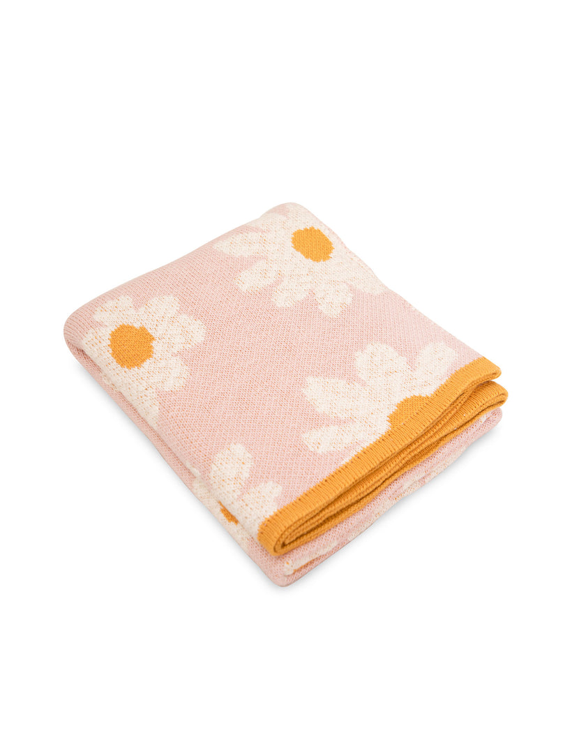 Flower Pattern Knitted Baby Blanket