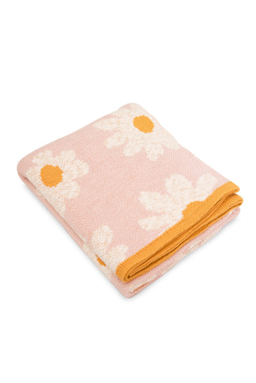 Flower Pattern Knitted Baby Blanket