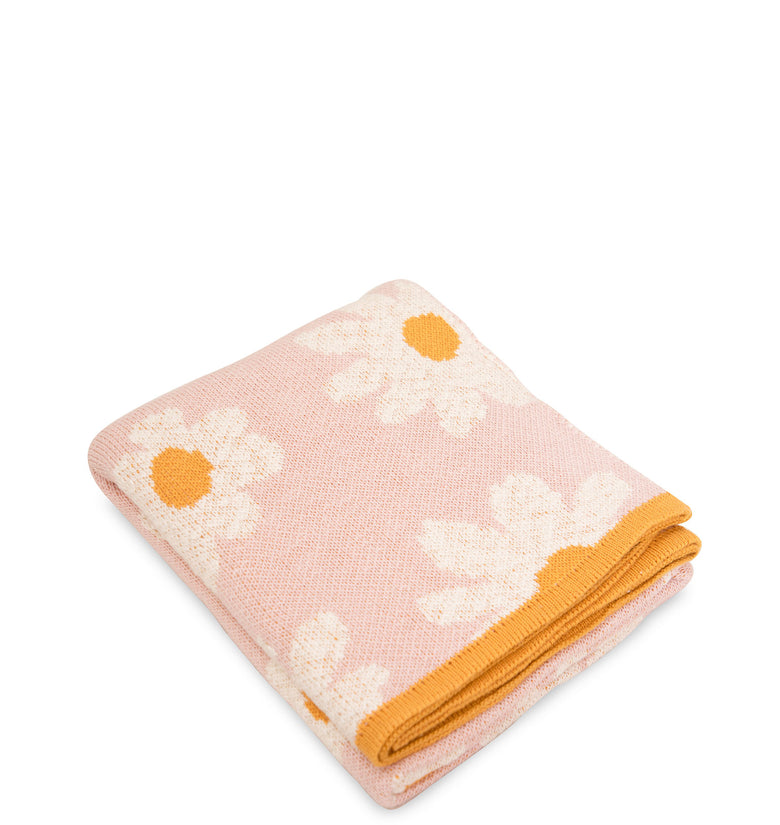 Flower Pattern Knitted Baby Blanket