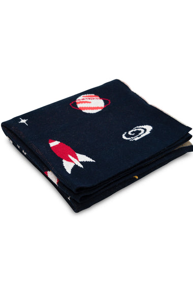 Cute Space rocket Pattern knitted Baby Blanket