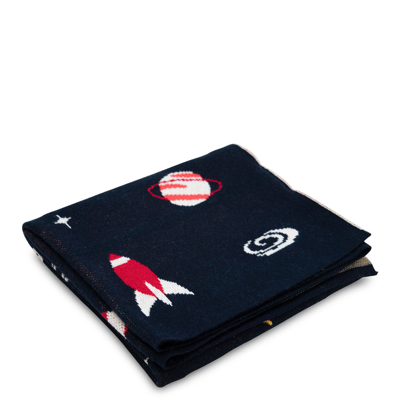 Cute Space rocket Pattern knitted Baby Blanket