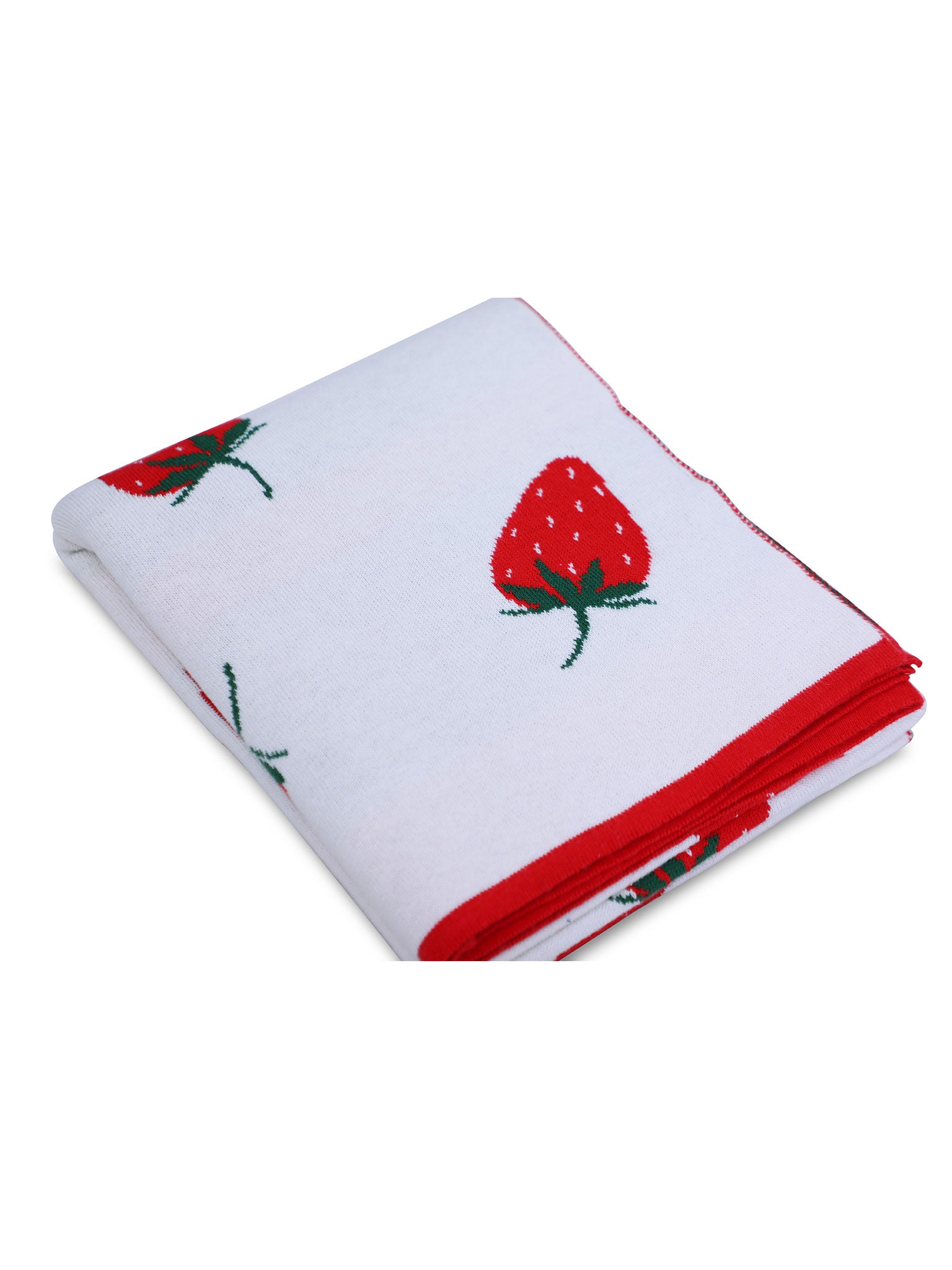Strawberry Pattern Knitted Baby Blanket