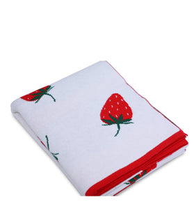 Strawberry Pattern Knitted Baby Blanket
