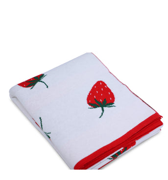 Strawberry Pattern Knitted Baby Blanket