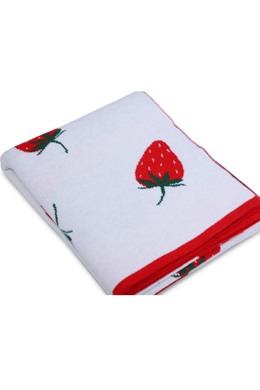 Strawberry Pattern Knitted Baby Blanket