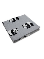 Load image into Gallery viewer, Gray Panda Pattern Knitted Baby Blanket
