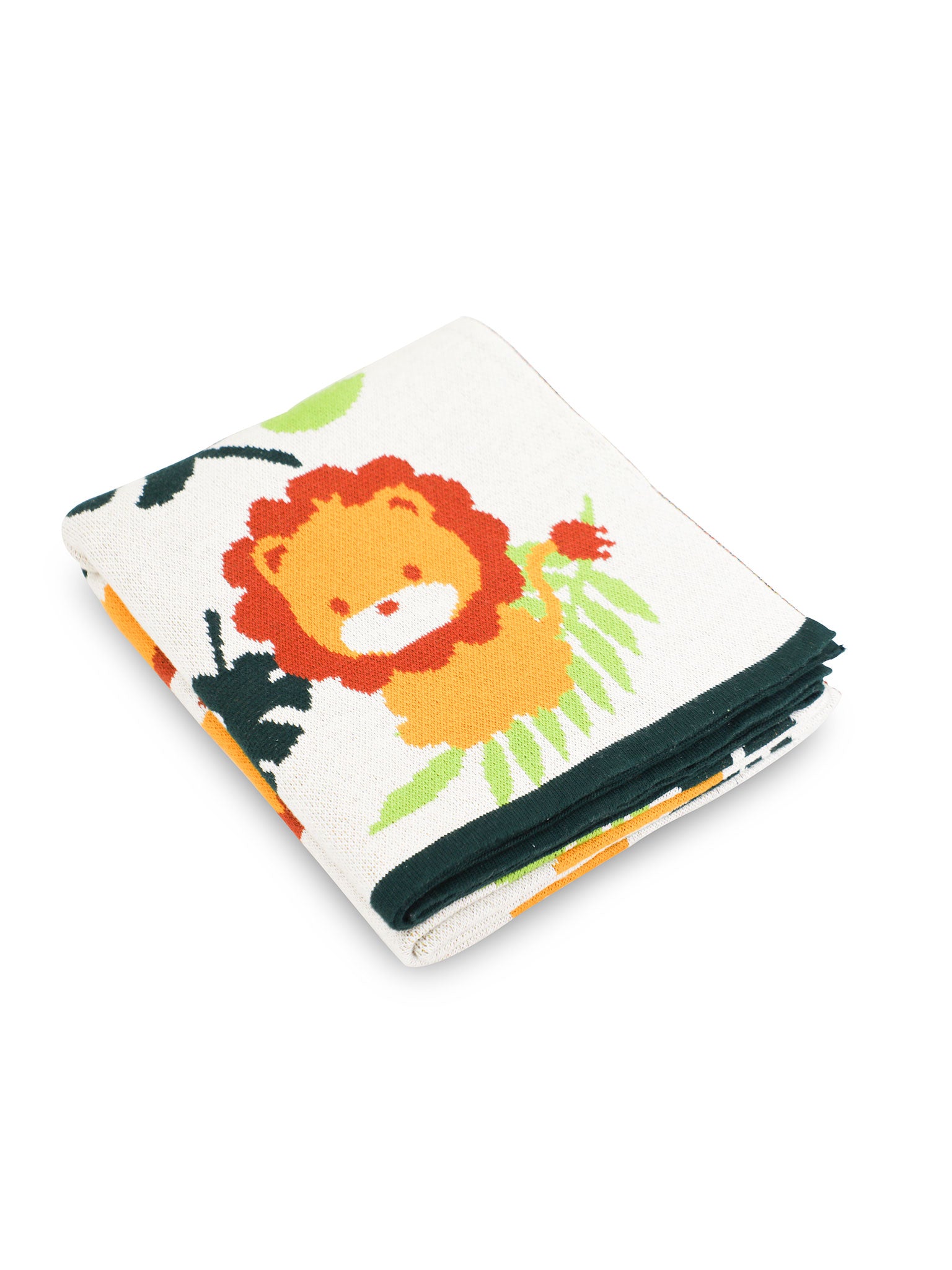 White Colorful Pattern Knitted Baby Blanket