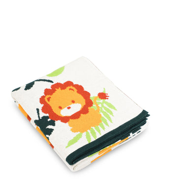 White Colorful Pattern Knitted Baby Blanket