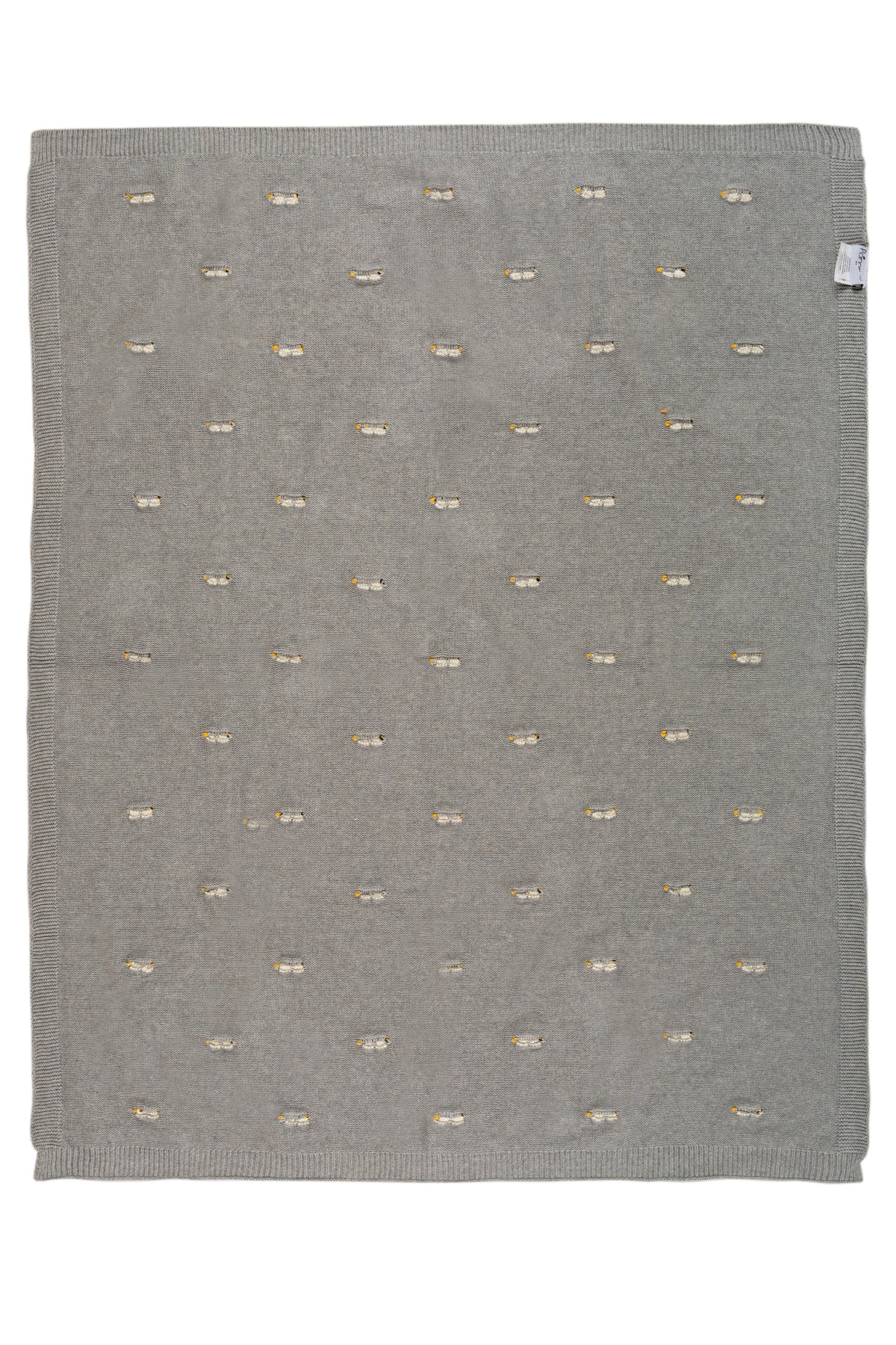 Pomme Cotton Knitted Buzzing Bees Baby Blanket (Grey Melange)