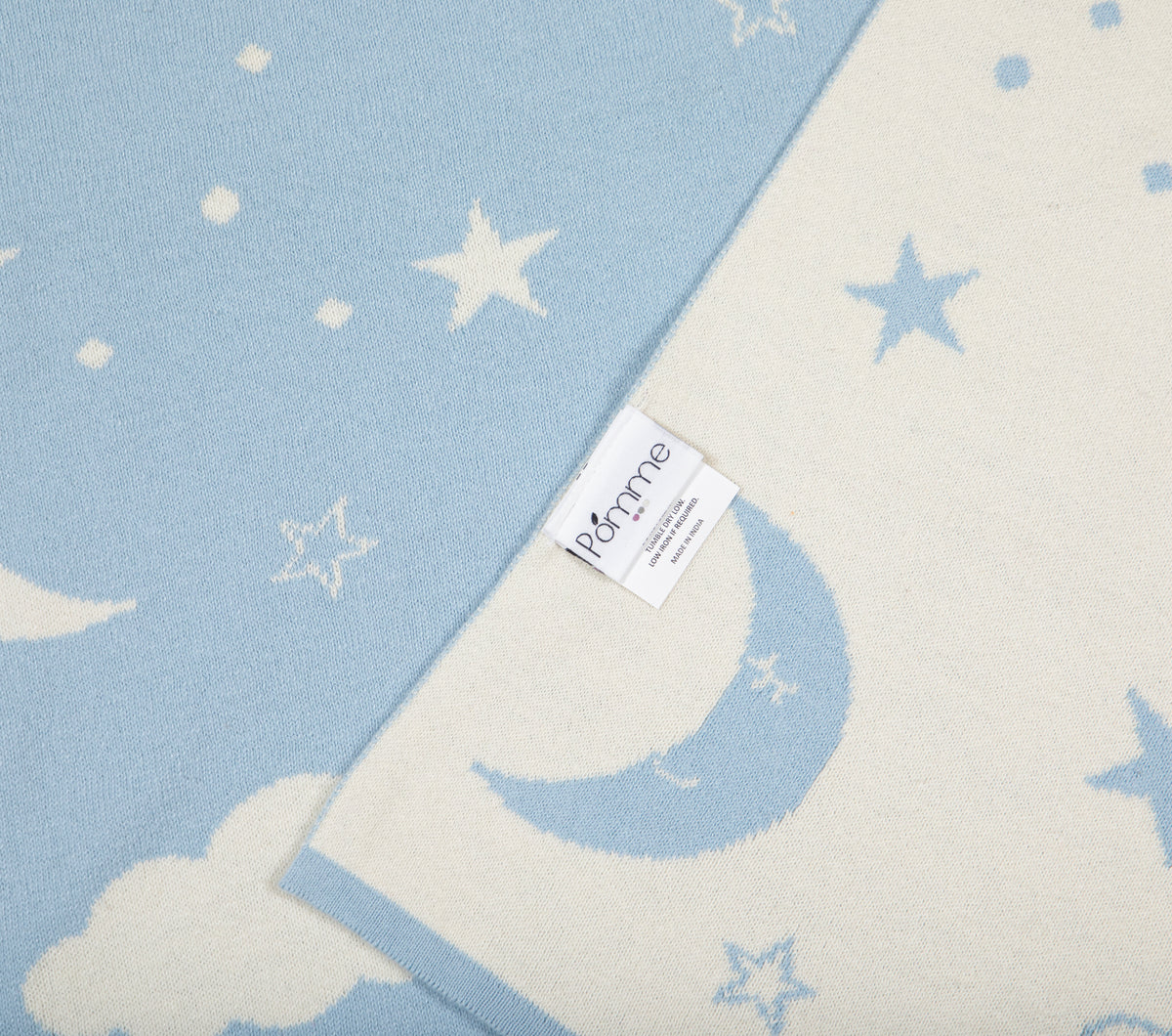 Pomme Cotton Knitted Moonlit Sky Baby Blanket (Baby Blue)